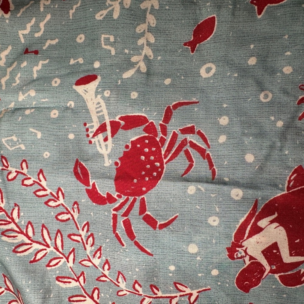 Tombolo Hawaiian Shirt Small French Blue Organic Tencel Mardi Gras Cabana Lounge - Picture 15 of 16